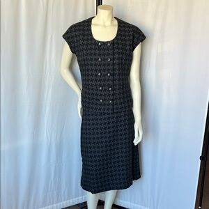 Tuleh Houndstooth Two-Piece Wool Blend Too and Skirt Set